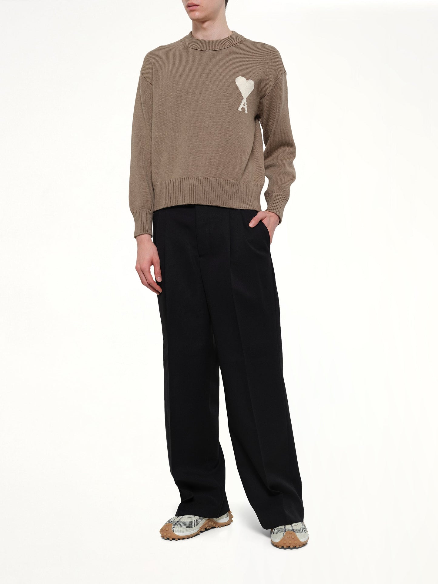 AMI PARIS Low Waist Wide Trouser (Black)