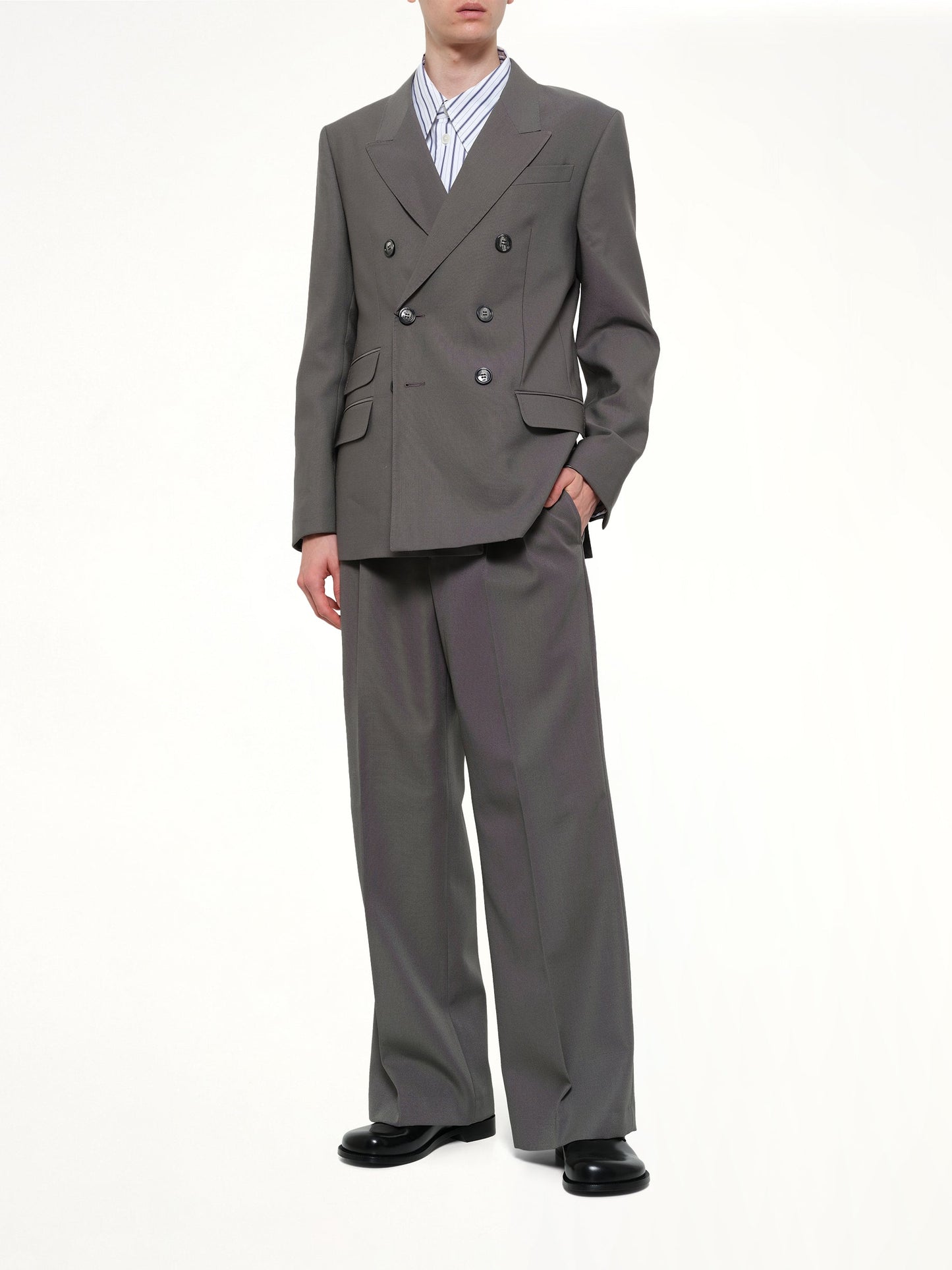 AMI PARIS Low Waist Wide Trouser (Grey)