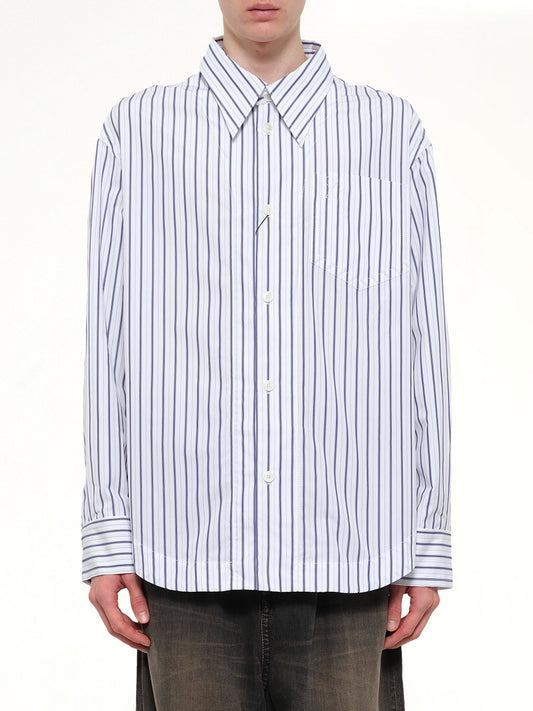 Image of Shirts. Product name - Embossed ADC Stripe Shirt in White colour by brand - AMI PARIS