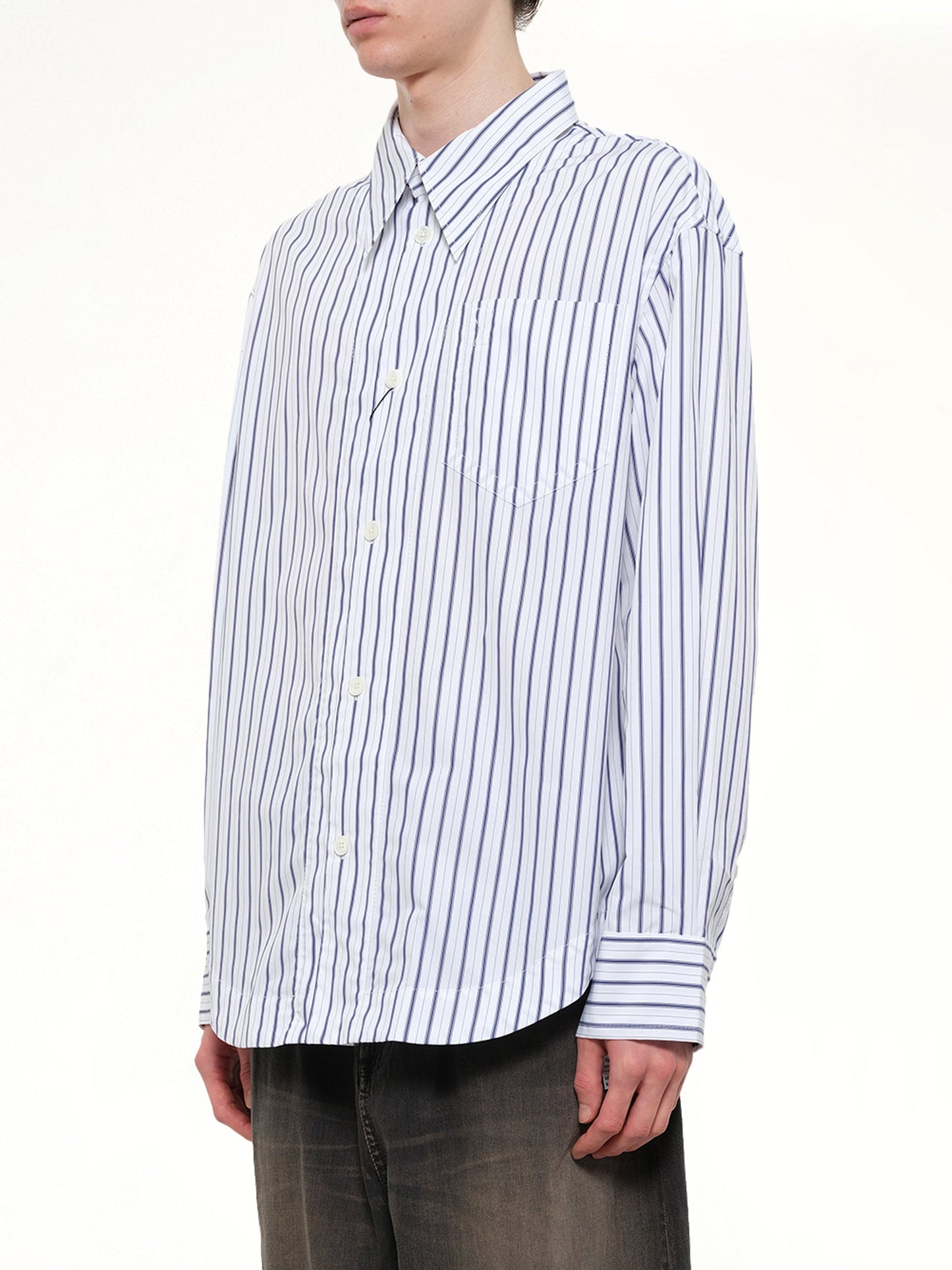AMI PARIS Embossed ADC Stripe Shirt (White)