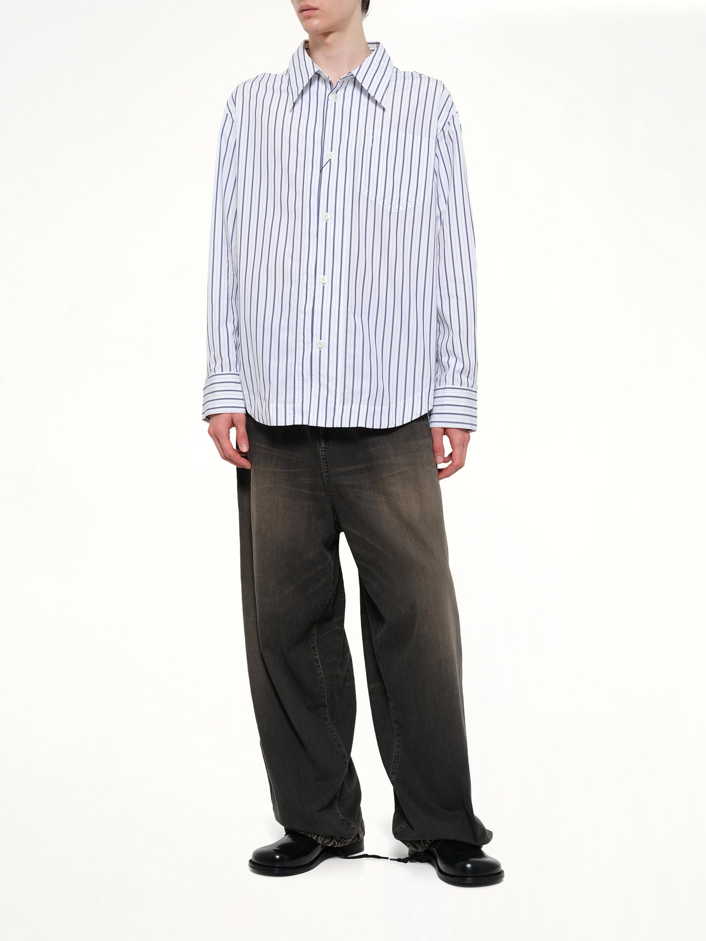 AMI PARIS Embossed ADC Stripe Shirt (White)