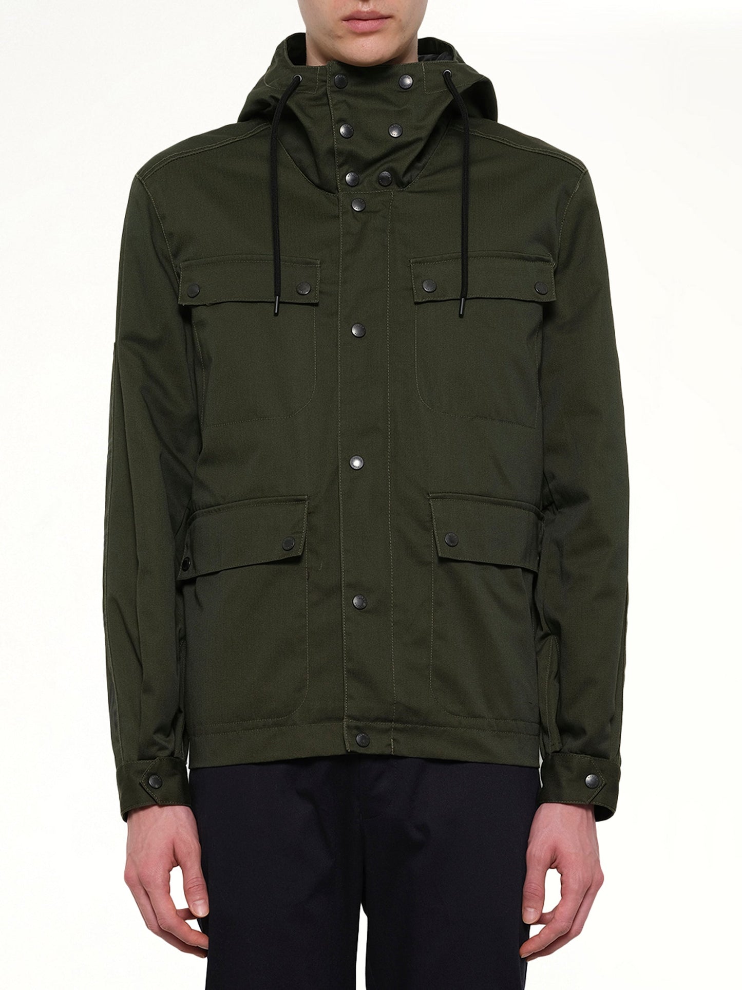 Image of a model wearing Outerwear. Product name - Paris Parka in Khaki colour by brand - KENZO