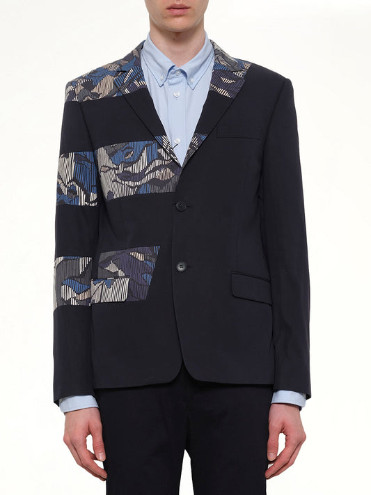 Image of Coats & Jackets. Product name - Constructed Suit Jacket in Navy colour by brand - KENZO
