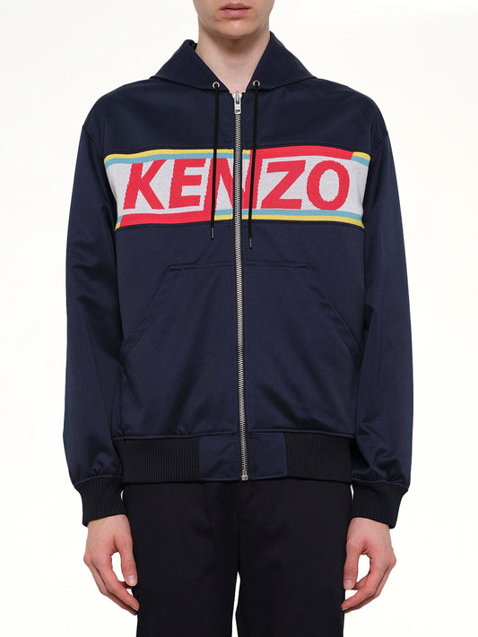 Image of Coats & Jackets. Product name - Hyper Logo Jacket in Navy colour by brand - KENZO