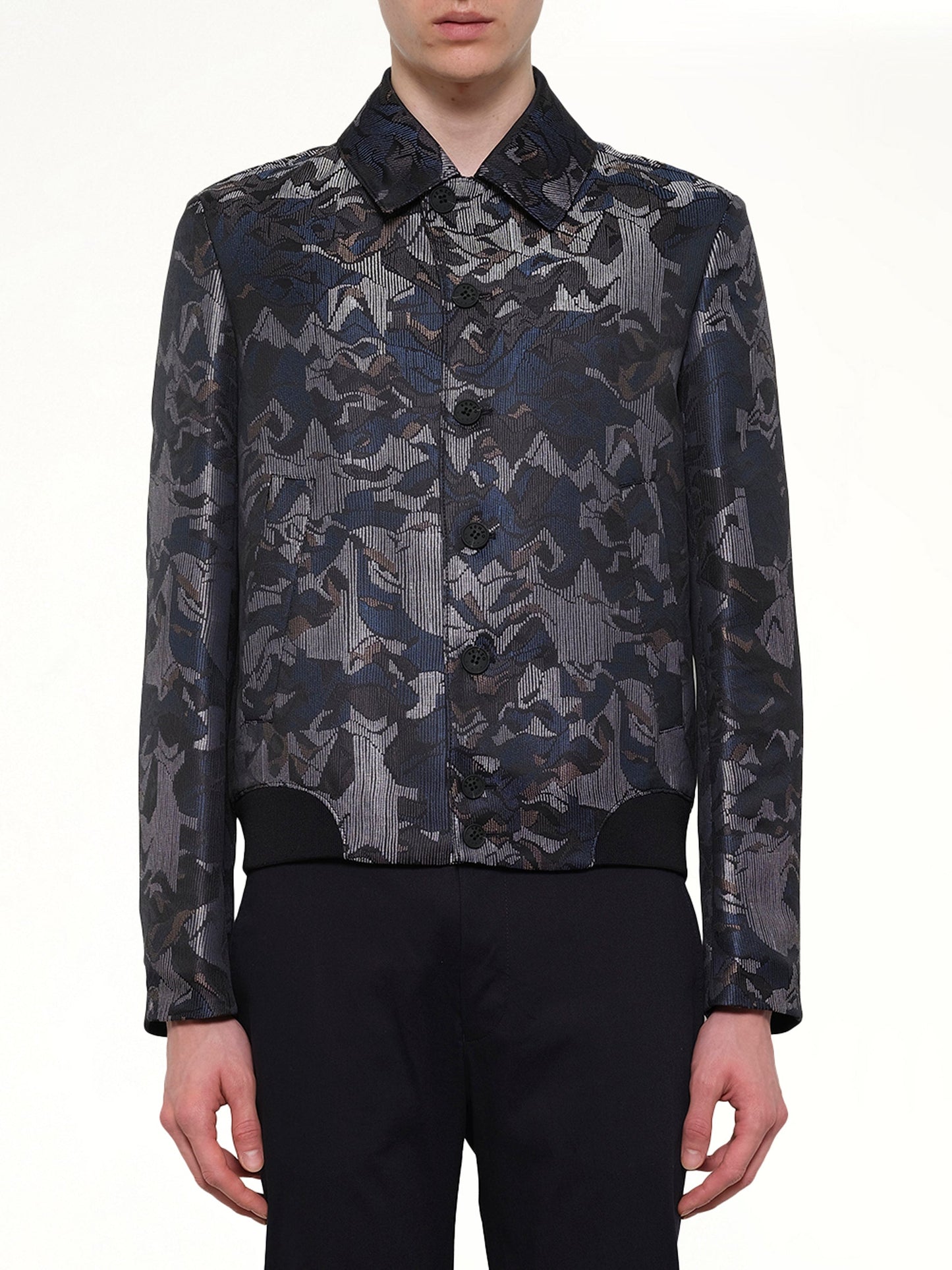 Image of Coats & Jackets. Product name - Jacquard Bomber Jacket in Blue colour by brand - KENZO