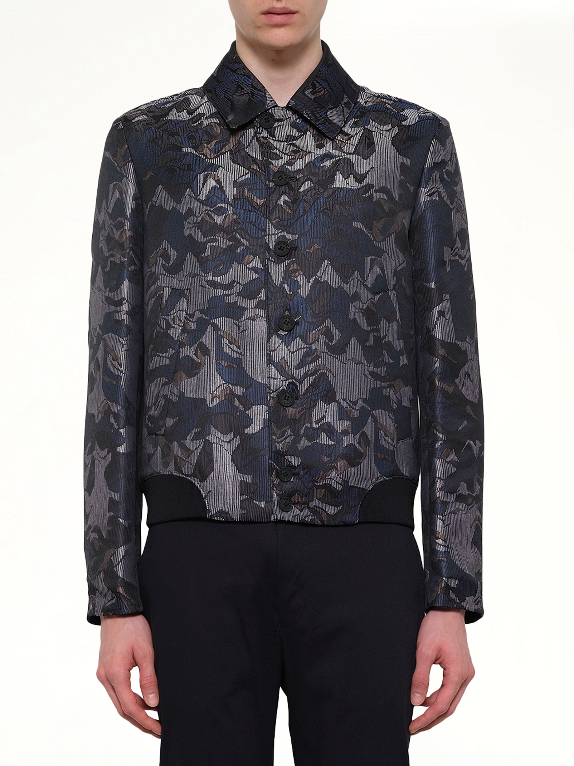 Image of Coats & Jackets. Product name - Jacquard Bomber Jacket in Blue colour by brand - KENZO