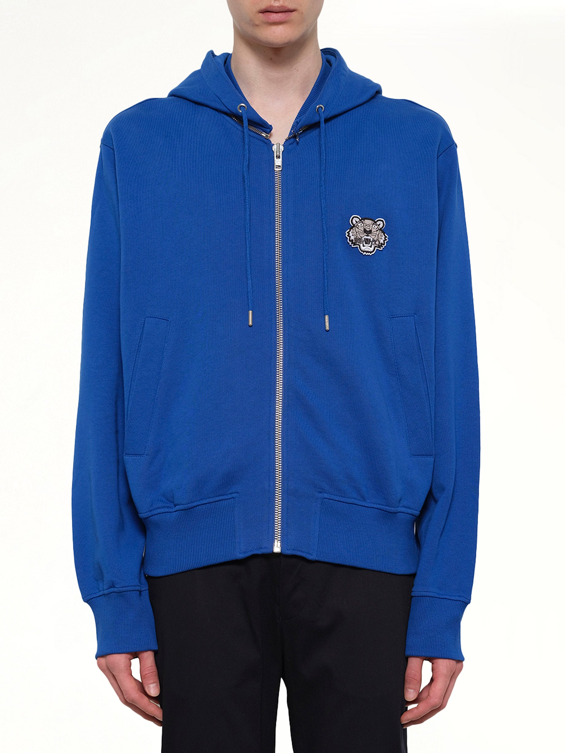 Image of Coats & Jackets. Product name - Tiger Hoodie Blouson in Blue colour by brand - KENZO