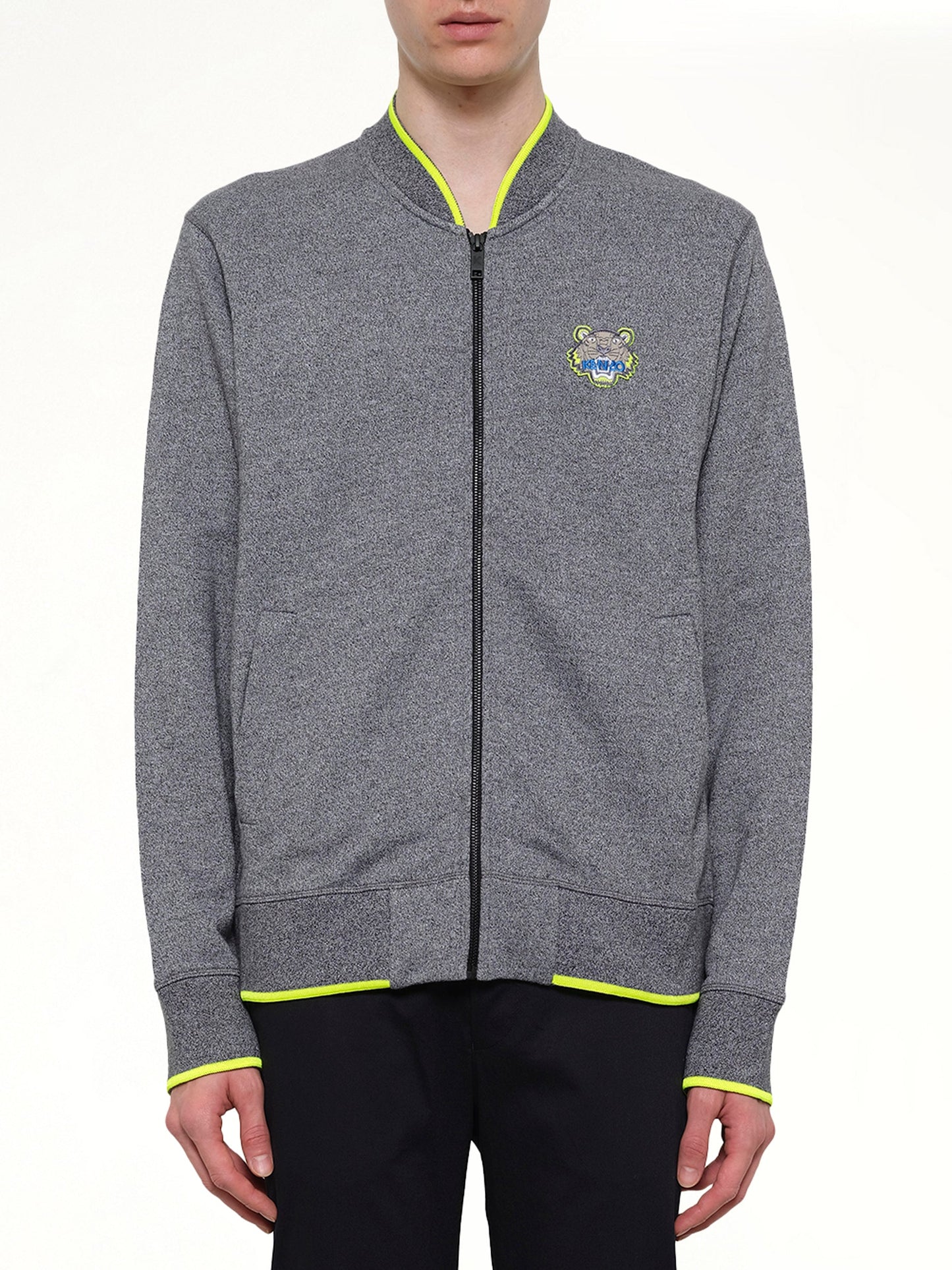Image of Cardigans. Product name - Tiger Zip Cardigan in Grey colour by brand - KENZO