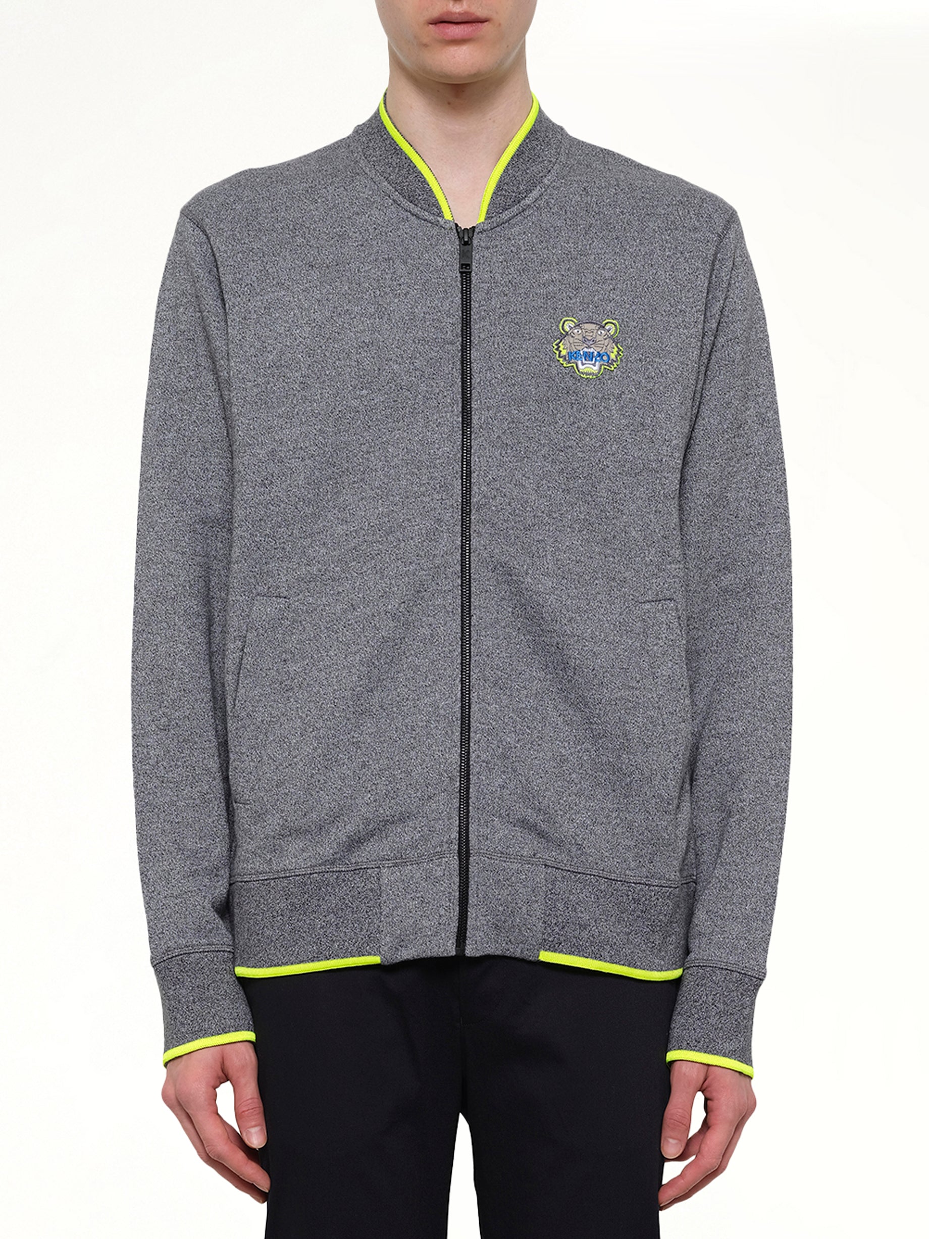 Image of Cardigans. Product name - Tiger Zip Cardigan in Grey colour by brand - KENZO