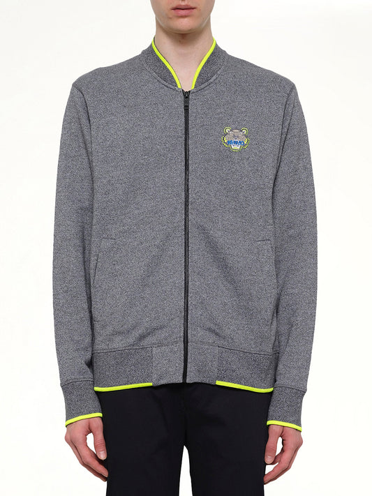 Image of Cardigans. Product name - Tiger Zip Cardigan in Grey colour by brand - KENZO