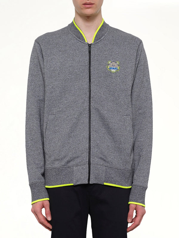 Image of Cardigans. Product name - Tiger Zip Cardigan in Grey colour by brand - KENZO