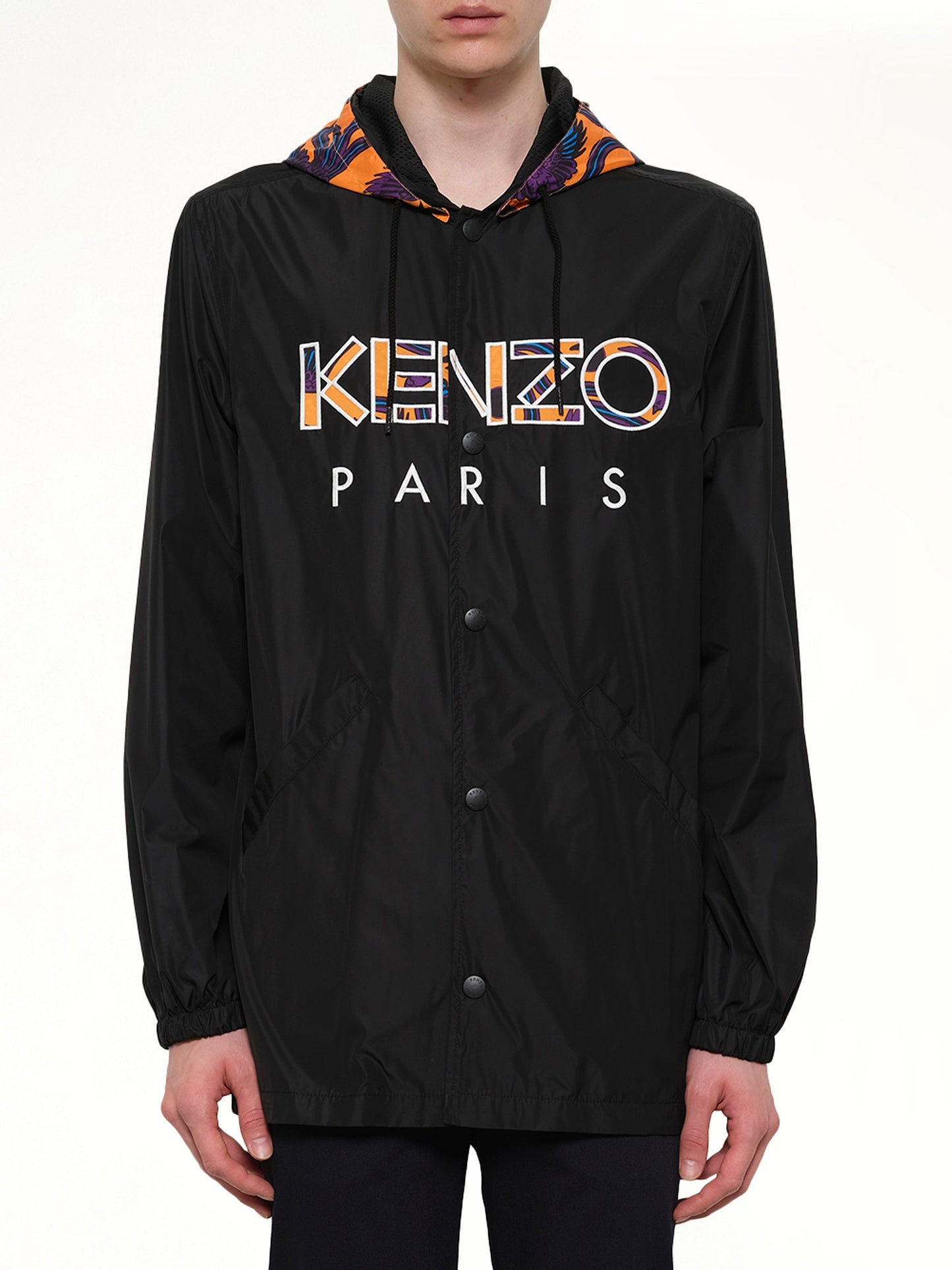 Image of Coats & Jackets. Product name - Logo Coach Jacket in Black colour by brand - KENZO