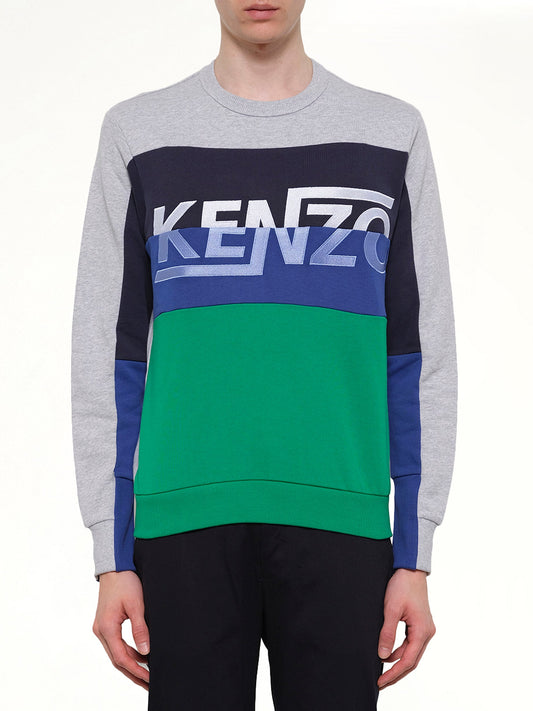 Image of a model wearing Outerwear. Product name - Hyper Sweatshirt in Grey colour by brand - KENZO