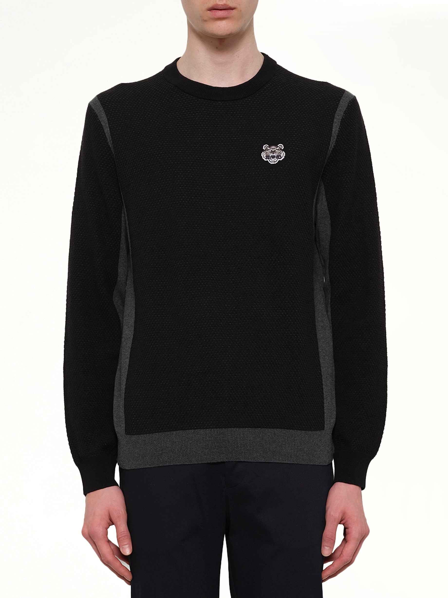 Image of a model wearing Outerwear. Product name - Kenzo Pullover in Black colour by brand - KENZO