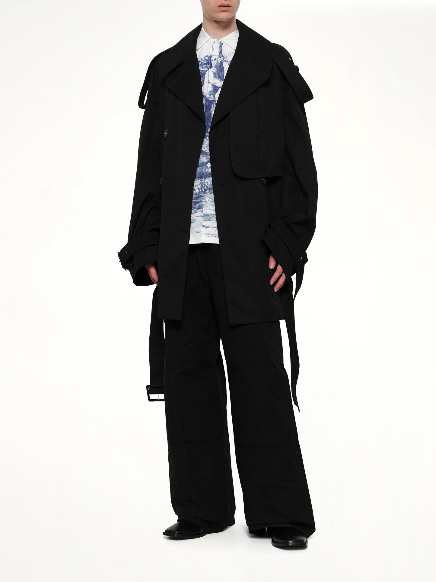 EGONLAB Unlined Technical Trench Coat (Black)