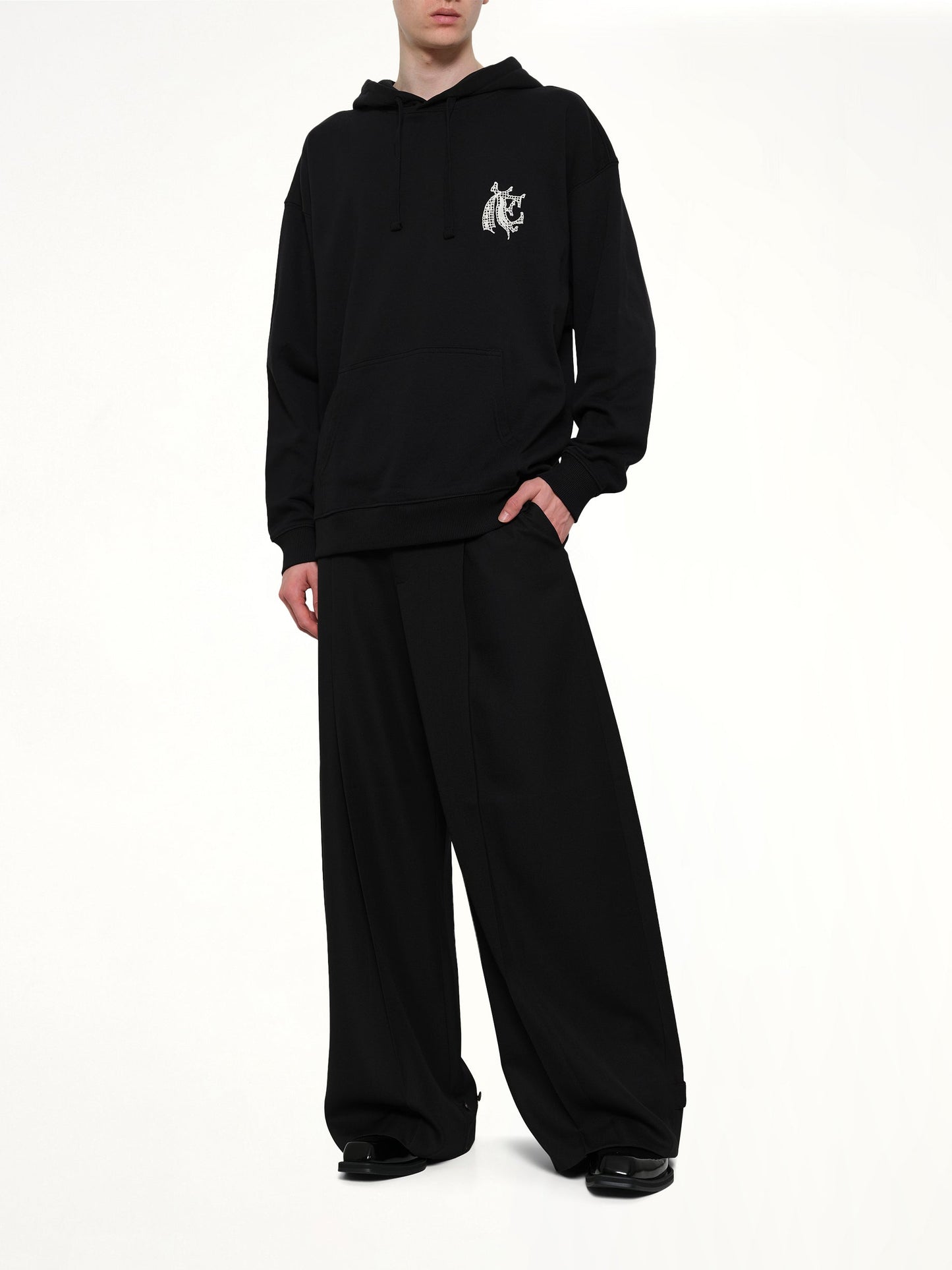 EGONLAB Hermine Print Cotton Hoodie (Black)
