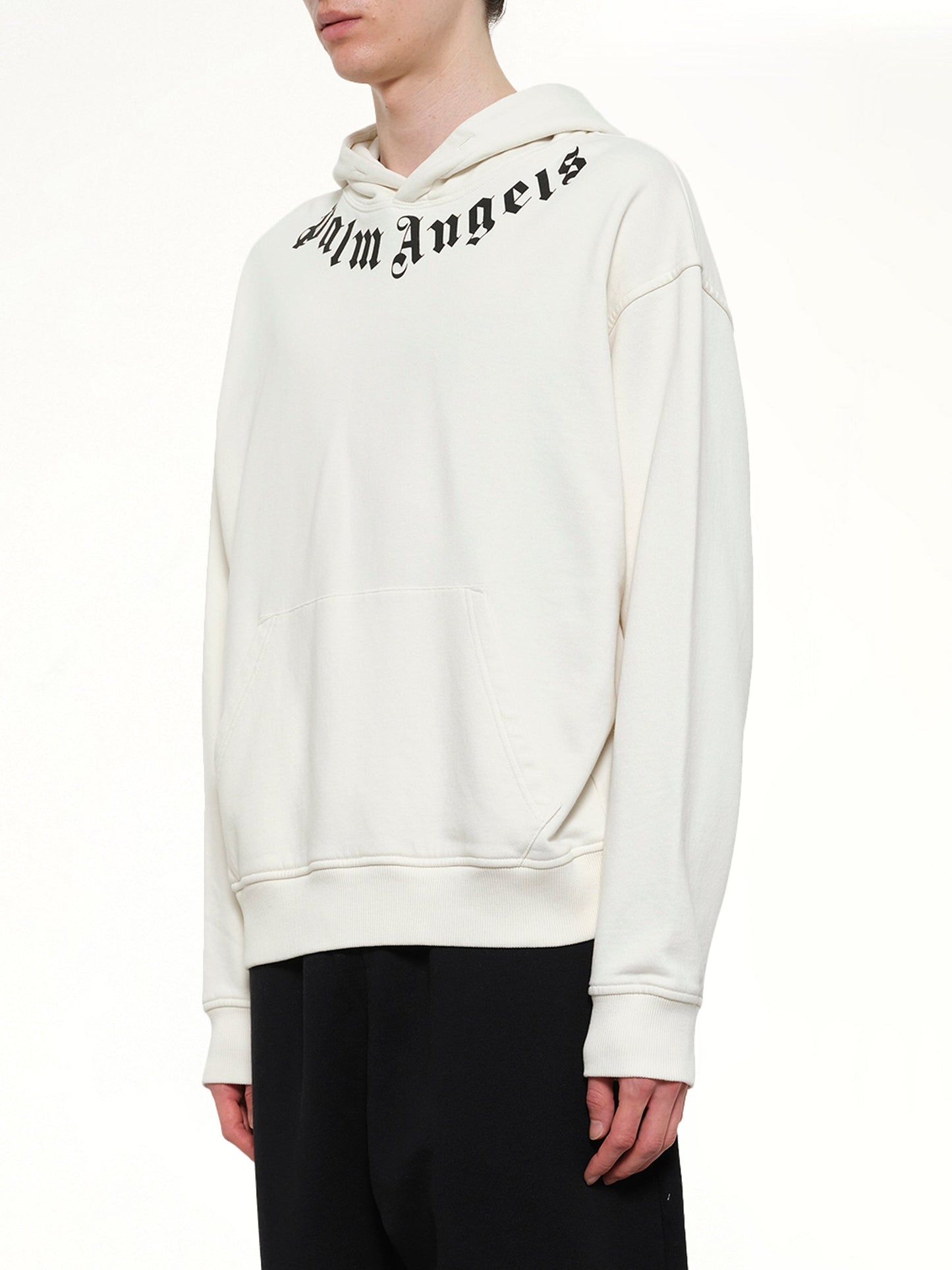 PALM ANGELS Neck Logo Regular Hoodie (White)