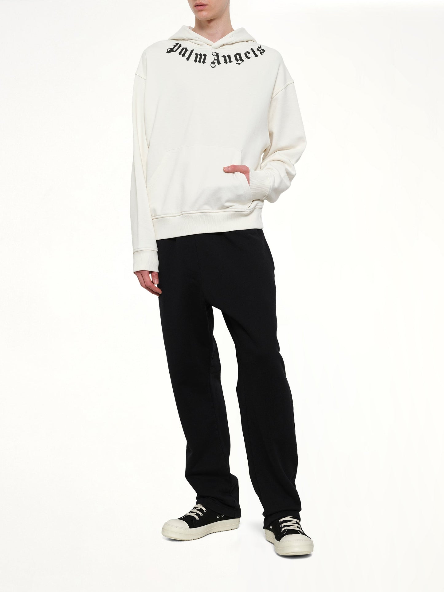 PALM ANGELS Neck Logo Regular Hoodie (White)