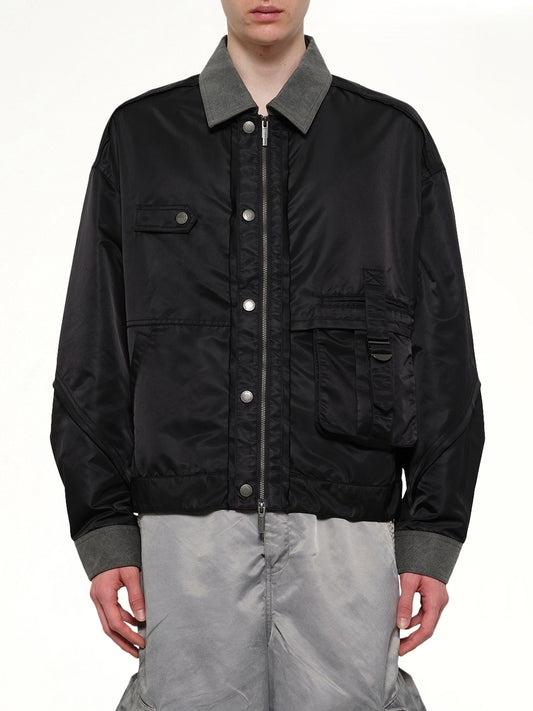 Image of Coats & Jackets. Product name - Deconstructed Nylon Jacket in Black colour by brand - FENG CHEN WANG
