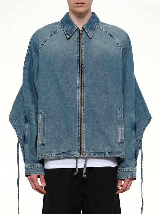 Image of Coats & Jackets. Product name - Convertible Hooded Denim Jacket in Blue colour by brand - EGONLAB