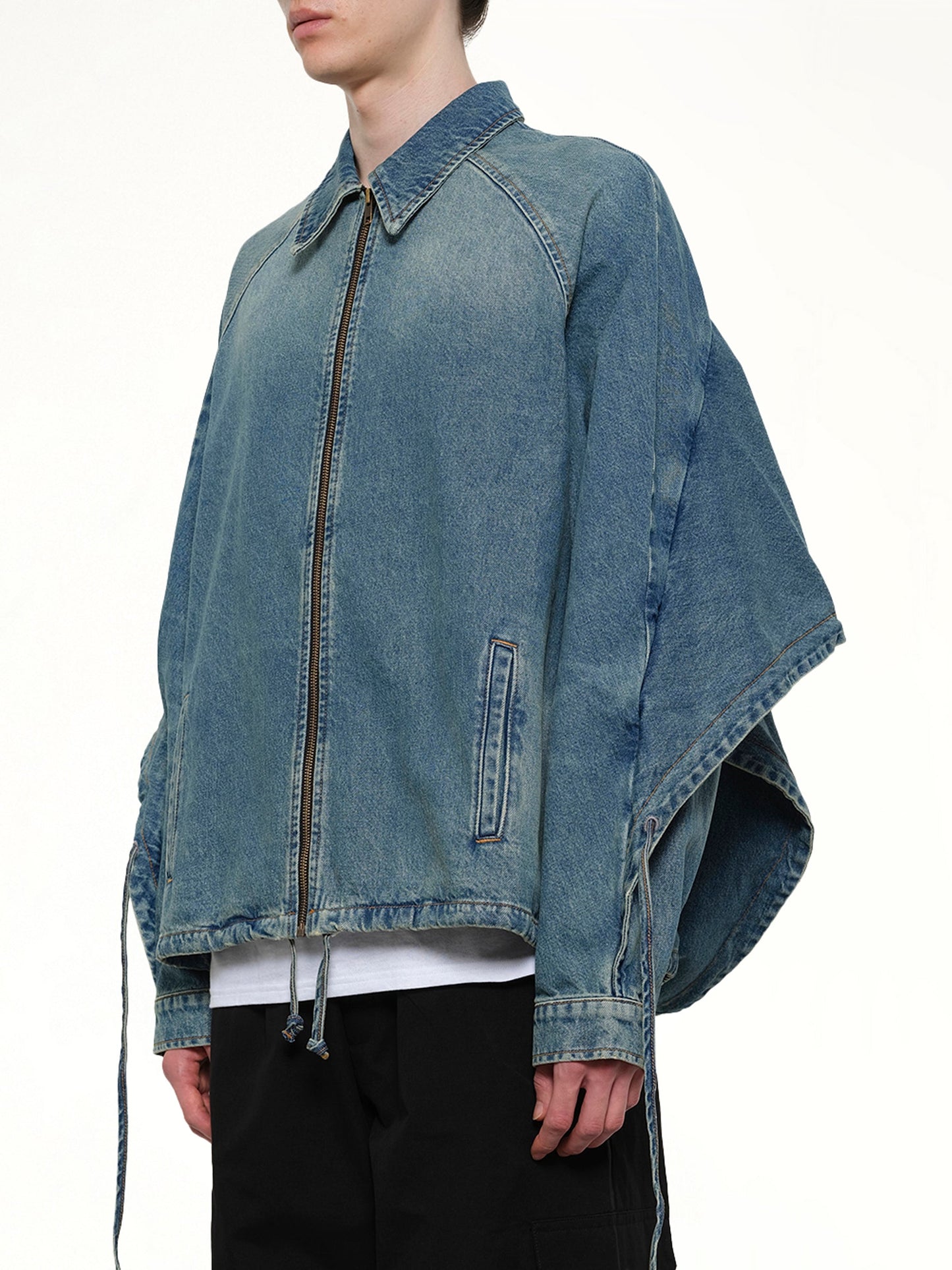 EGONLAB Convertible Hooded Denim Jacket (Blue)