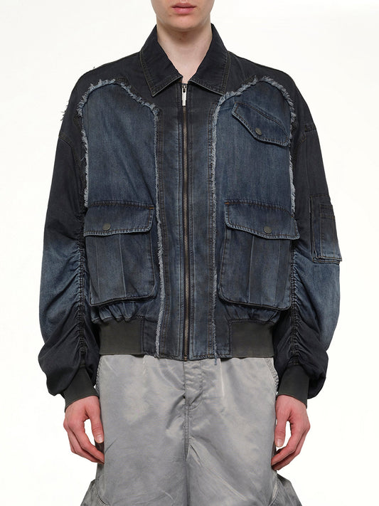 Image of Coats & Jackets. Product name - Indigo Gradient Denim Jacket in Blue colour by brand - FENG CHEN WANG