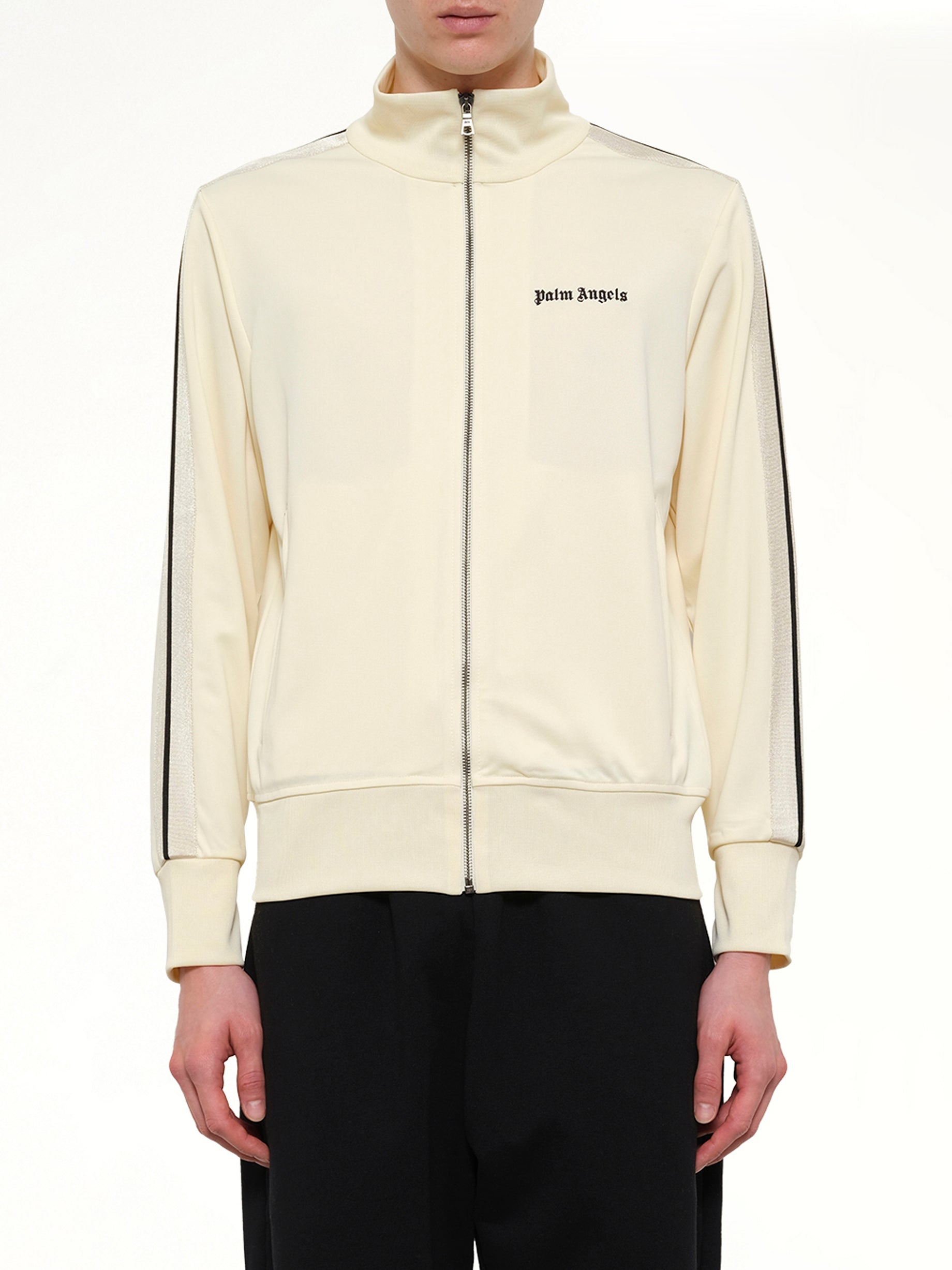 Image of Coats & Jackets. Product name - Classic Logo Track Top in White colour by brand - PALM ANGELS