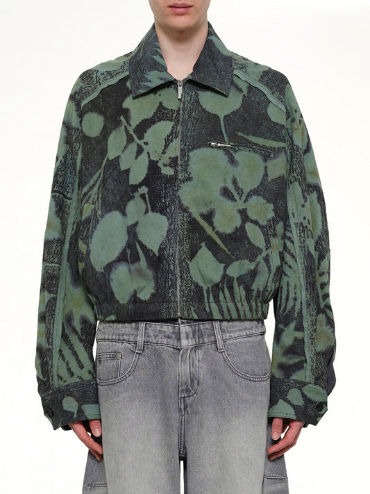 Image of Coats & Jackets. Product name - Plants Dye Cropped Jacket in Green colour by brand - FENG CHEN WANG