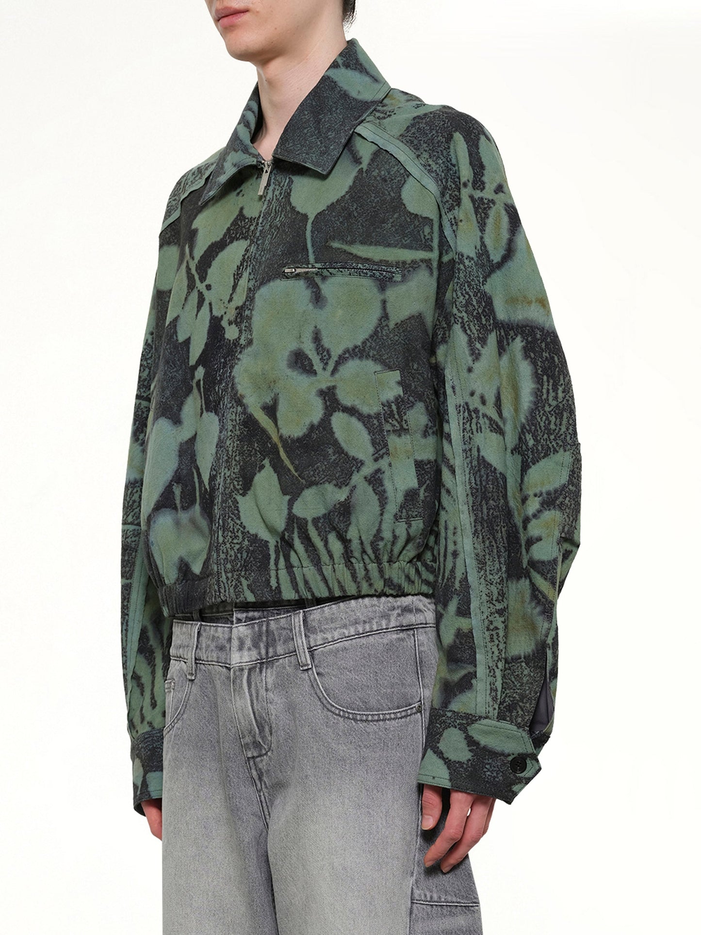 FENG CHEN WANG Plants Dye Cropped Jacket (Green)