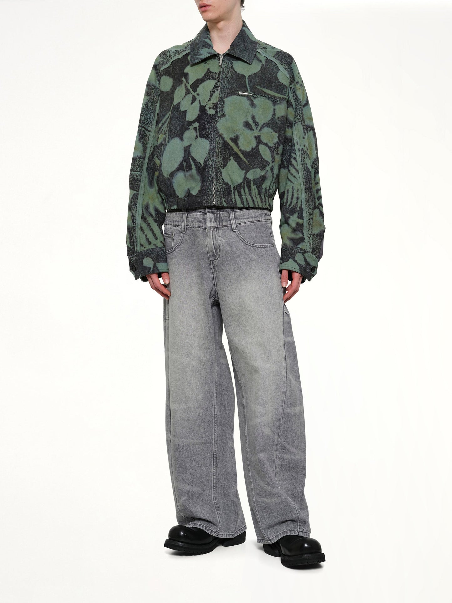 FENG CHEN WANG Plants Dye Cropped Jacket (Green)