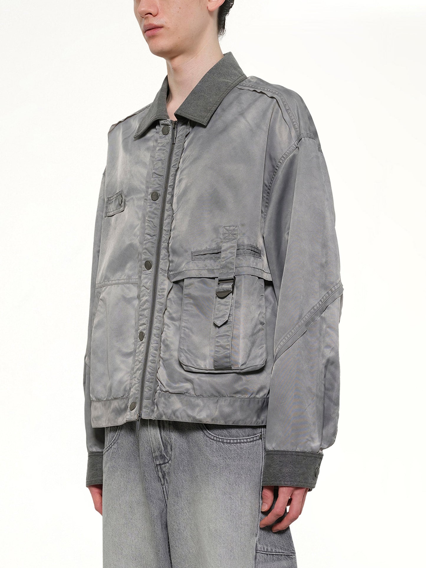 FENG CHEN WANG Sandwashed Nylon Jacket (Grey)
