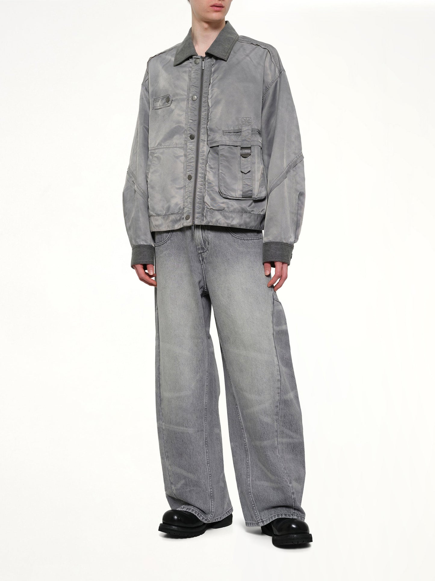 FENG CHEN WANG Sandwashed Nylon Jacket (Grey)