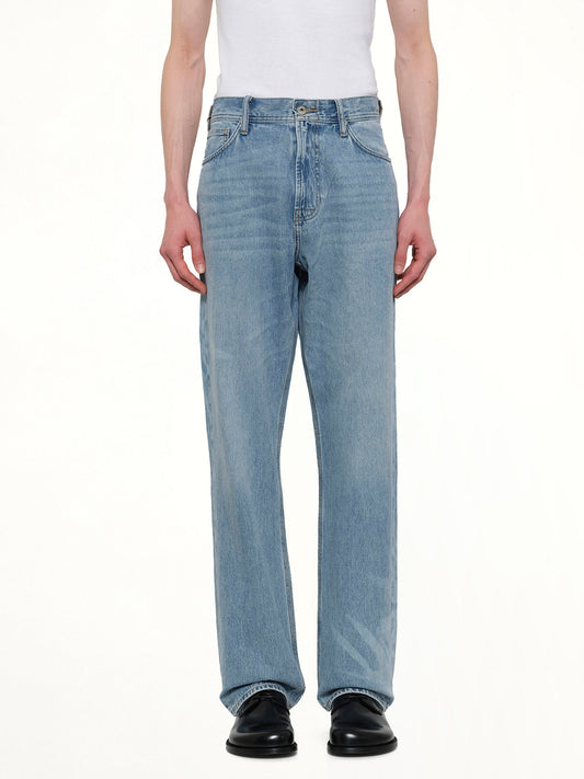Image of Jeans. Product name - FCW x Lee Straight Jeans in Blue colour by brand - FENG CHEN WANG