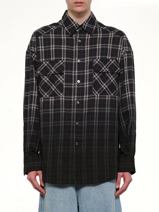 Image of a model wearing Tops. Product name - Check Workwear Shirt in Black colour by brand - FENG CHEN WANG