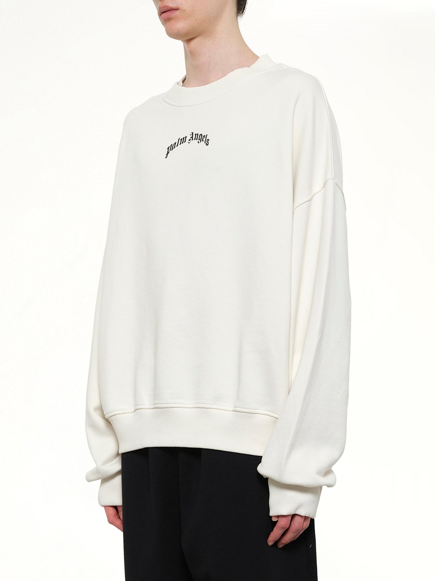 PALM ANGELS Back Curved Logo Loose Sweatshirt (White)