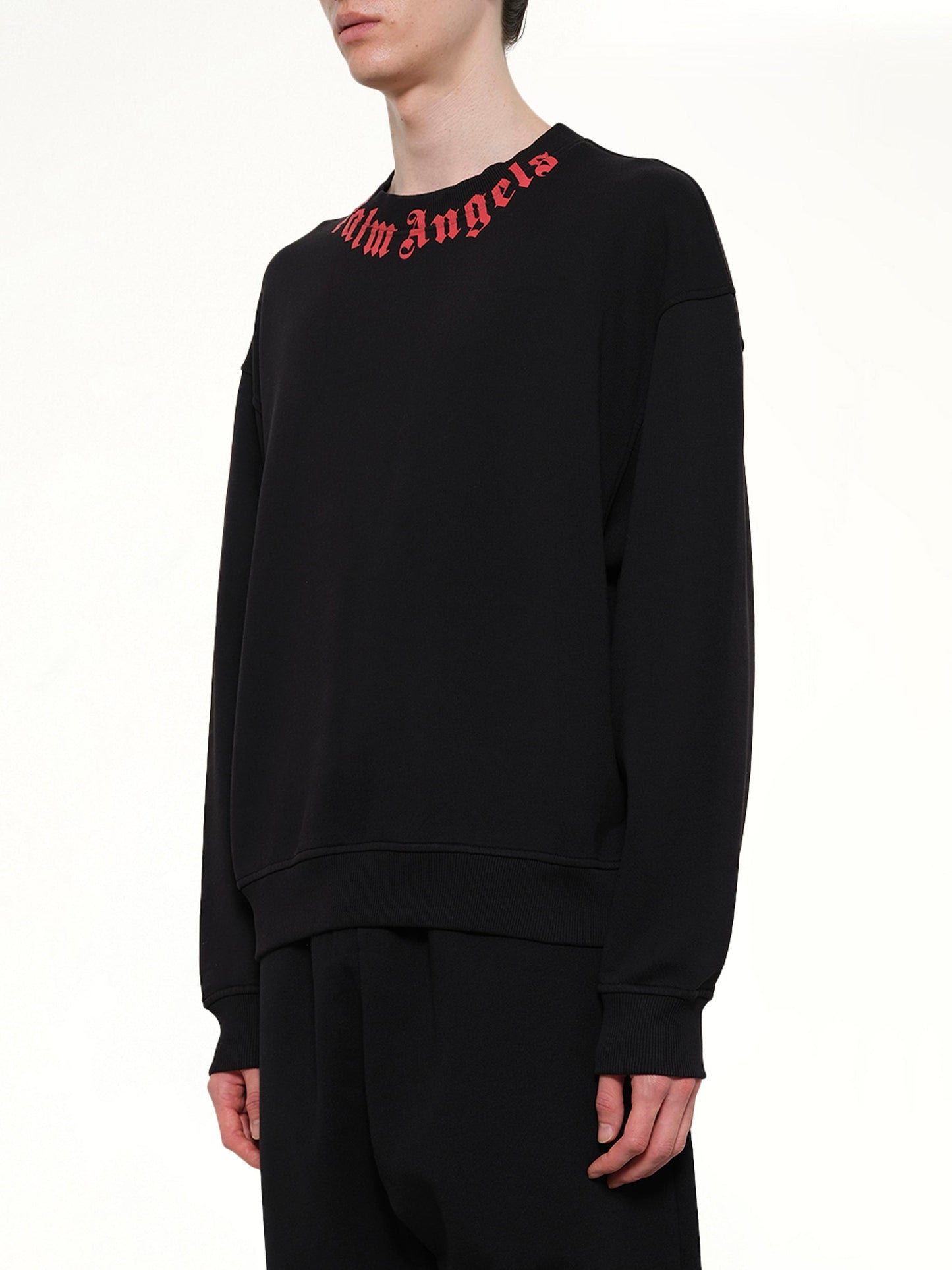 PALM ANGELS Neck Logo Regular Sweatshirt (Black)