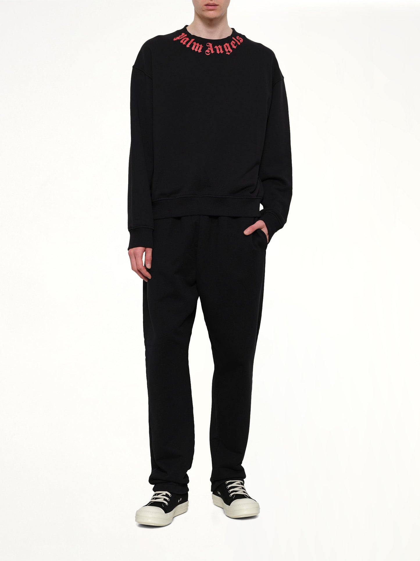 PALM ANGELS Neck Logo Regular Sweatshirt (Black)