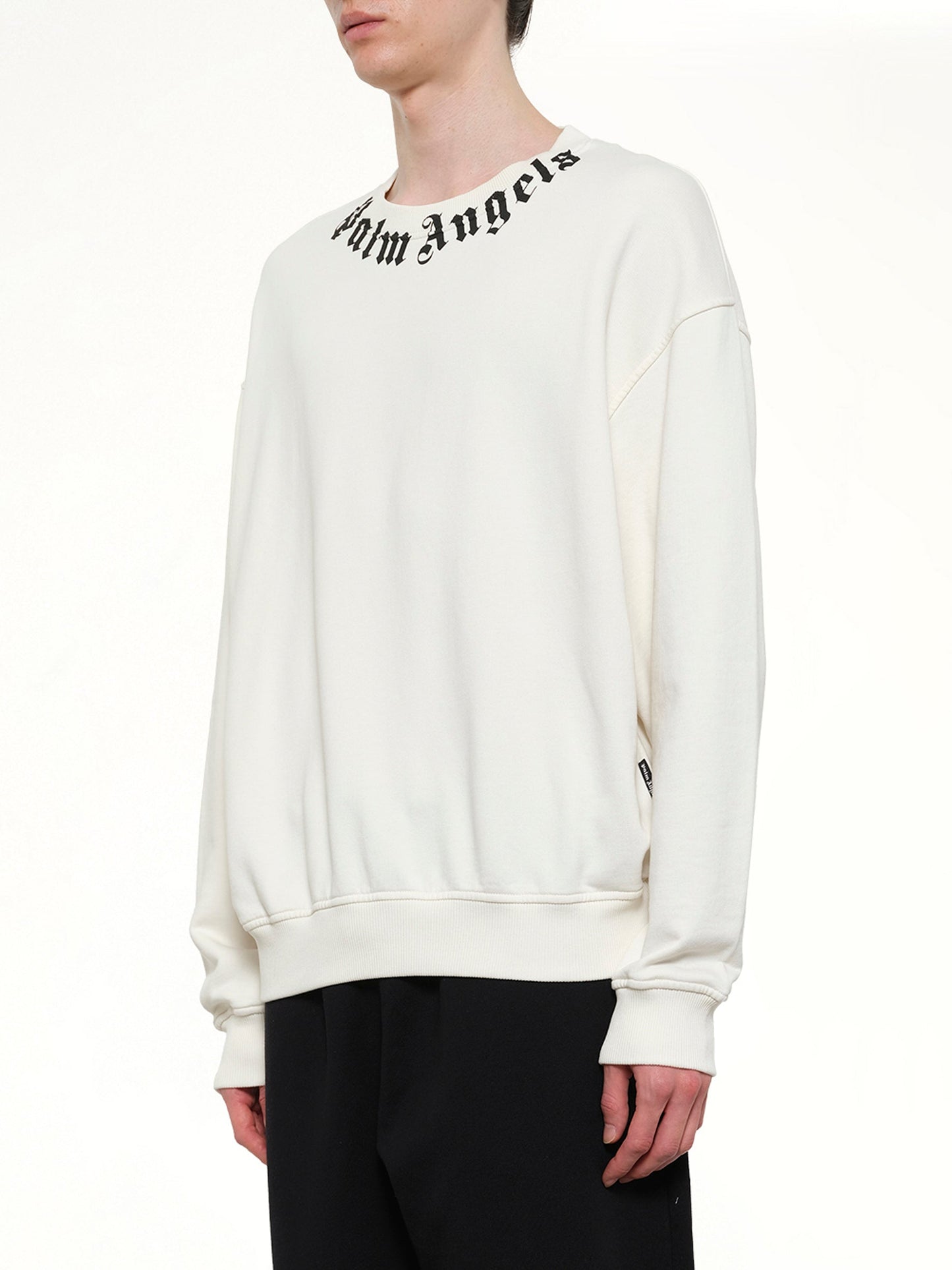 PALM ANGELS Neck Logo Regular Sweatshirt (White)