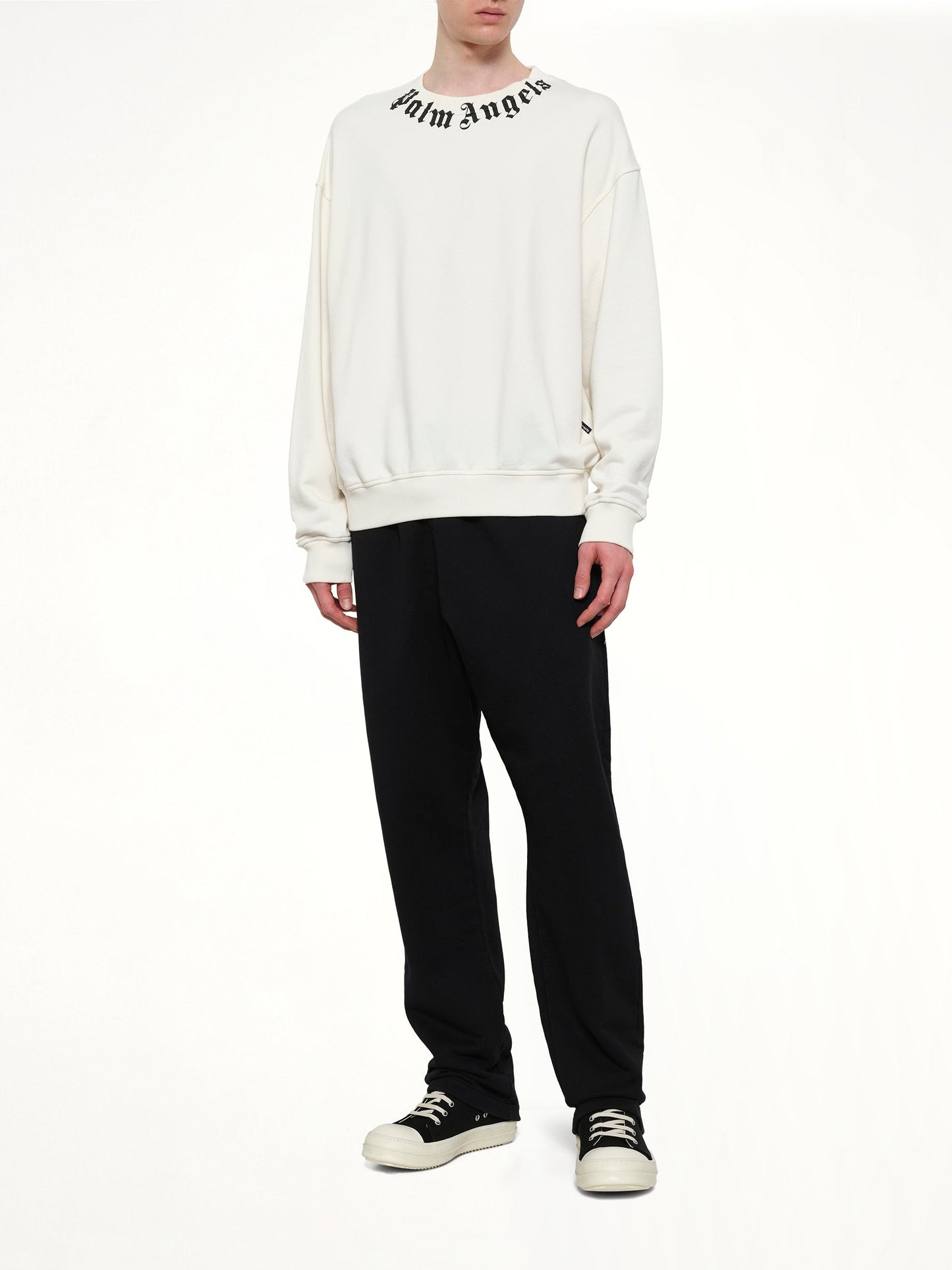 PALM ANGELS Neck Logo Regular Sweatshirt (White)