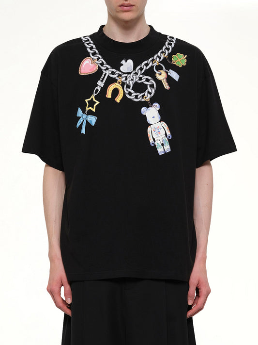Image of T-Shirts. Product name - Bearbrick Print Cotton T-Shirt in Black colour by brand - EGONLAB