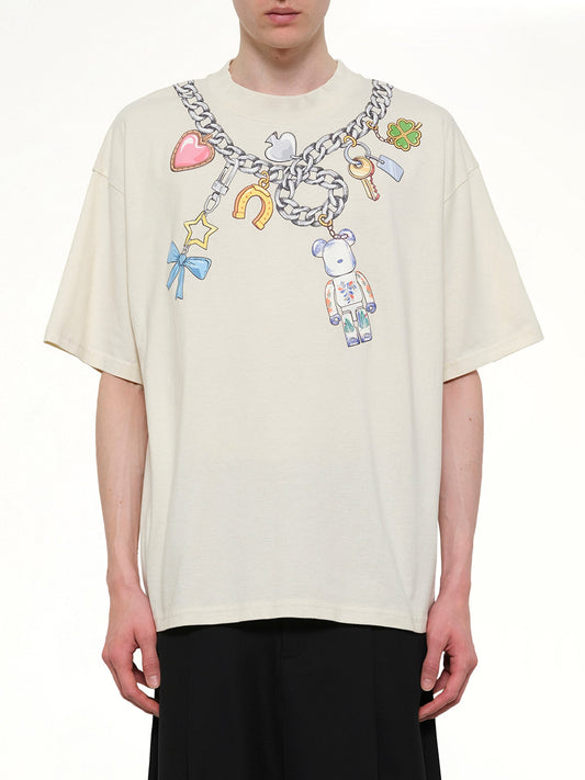 Image of T-Shirts. Product name - Bearbrick Print Cotton T-Shirt in White colour by brand - EGONLAB