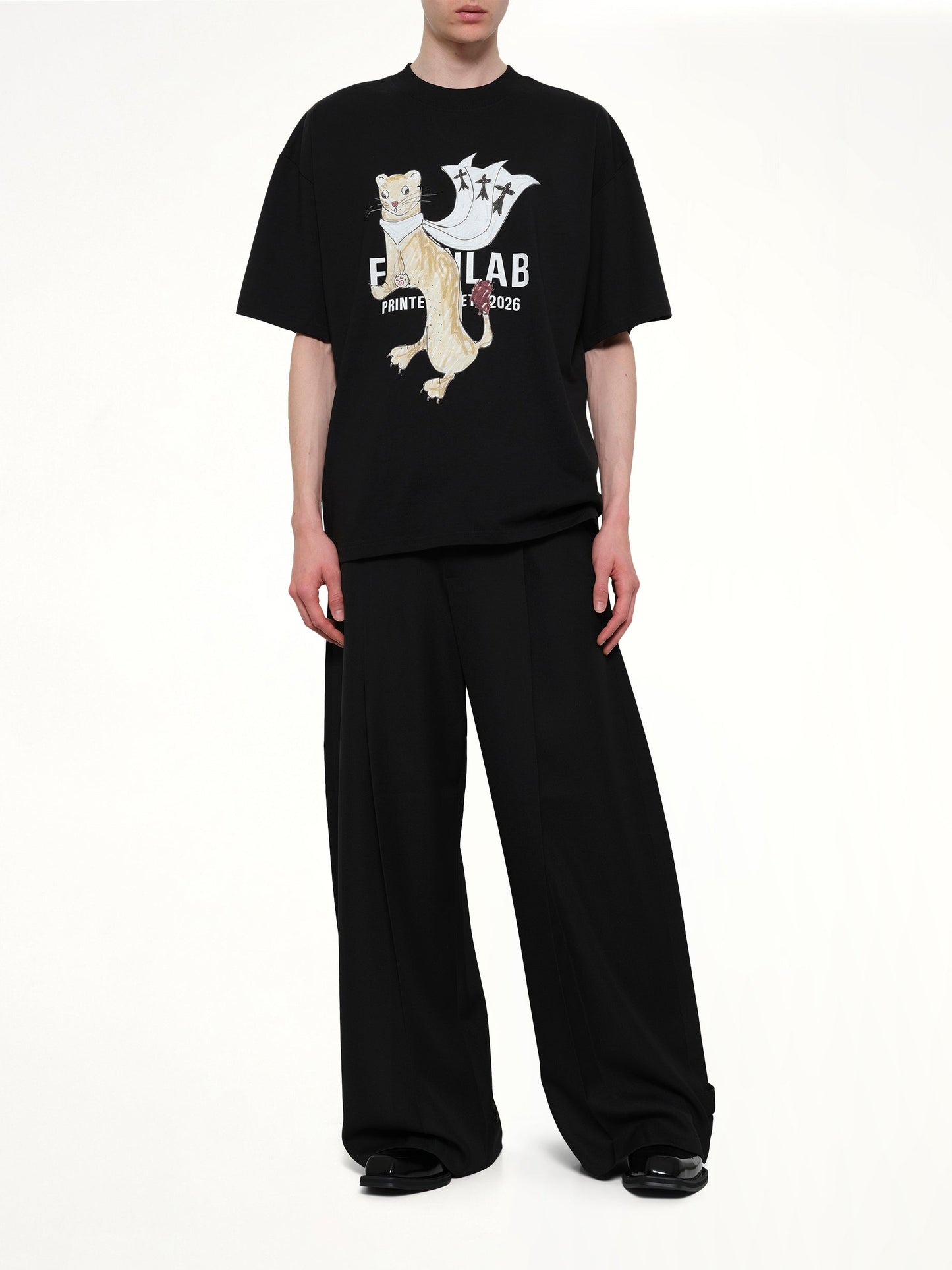 EGONLAB Hermine Print Cotton T-Shirt (Black)
