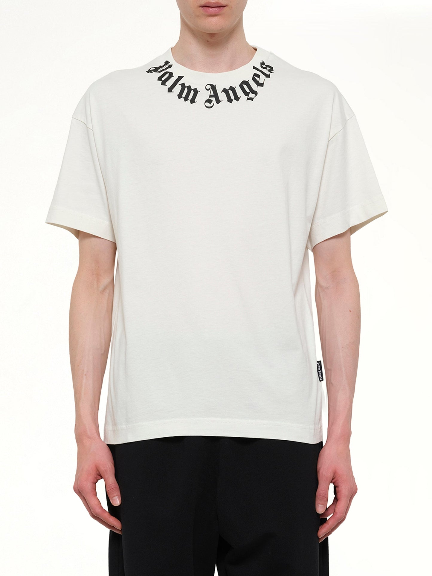 Image of T-Shirts. Product name - Neck Logo Regular T-Shirt in White colour by brand - PALM ANGELS