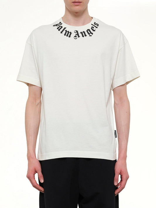Image of T-Shirts. Product name - Neck Logo Regular T-Shirt in White colour by brand - PALM ANGELS