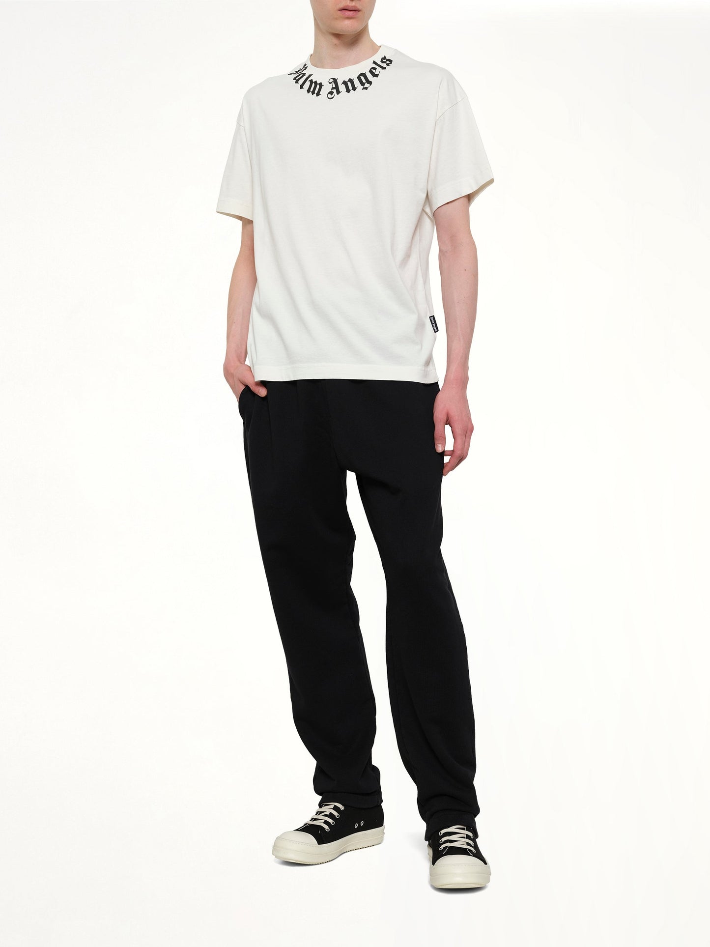 PALM ANGELS Neck Logo Regular T-Shirt (White)