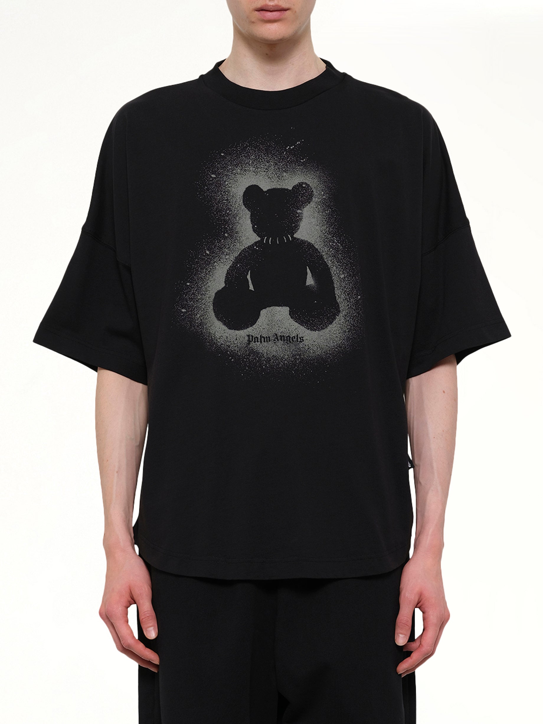 Image of T-Shirts. Product name - Spray Bear Over T-Shirt in Black colour by brand - PALM ANGELS