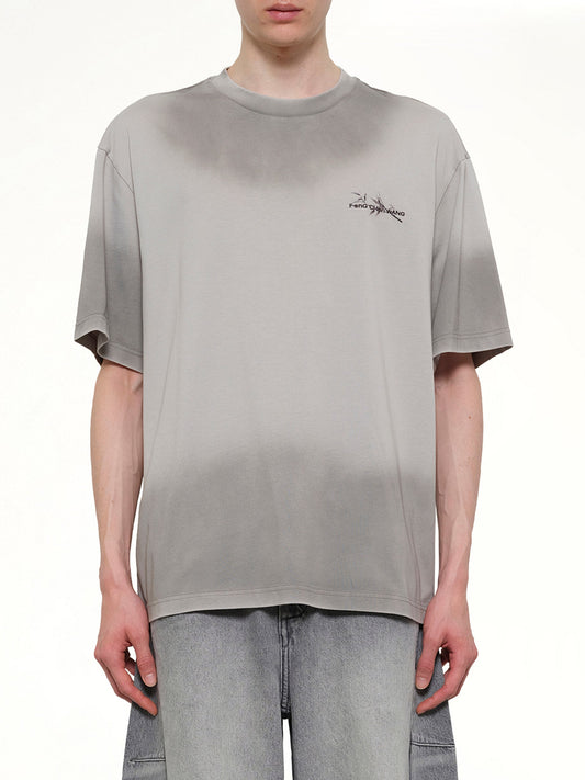 Image of T-Shirts. Product name - Spray Painted Logo T-Shirt in Grey colour by brand - FENG CHEN WANG