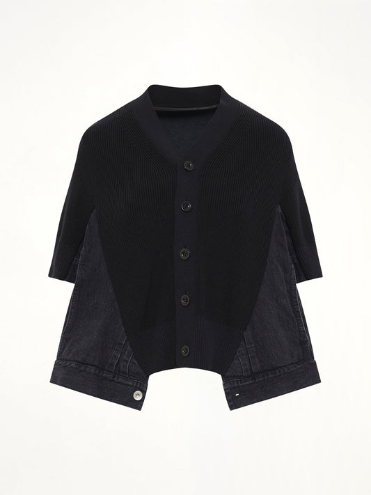 SACAI Denim x Knit SS Cardigan (Black)