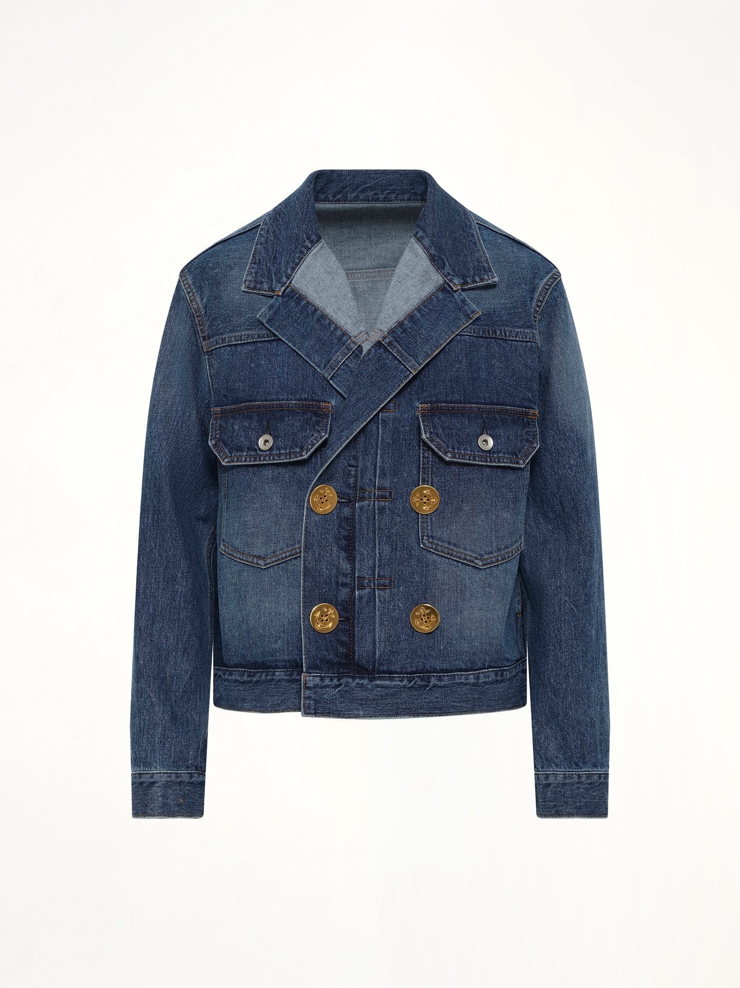 SACAI Double Breasted Denim Jacket (Blue)