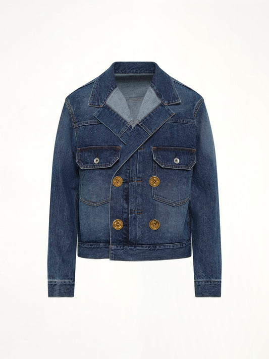 SACAI Double Breasted Denim Jacket (Blue)